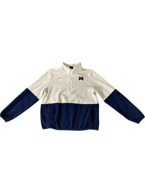 Nike Michigan Wolverines Half-Zip Fleece Pullover White/Navy Mens Medium